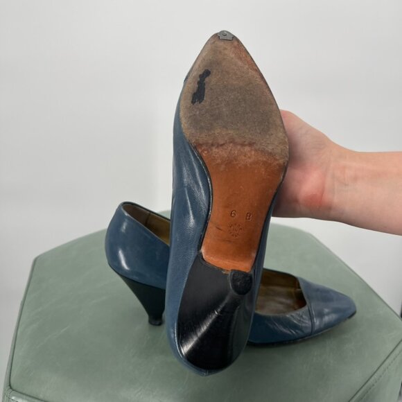 Walter Steiger Blue Pumps Vintage Made in Italy size 6B - Picture 7 of 7